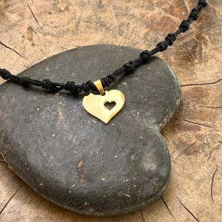 Black knotted cord necklace with charms - Silver love teddy, Gold teddy, Gold heart, Silver mickey, Red lips, Rose gold star of david, Black teddy